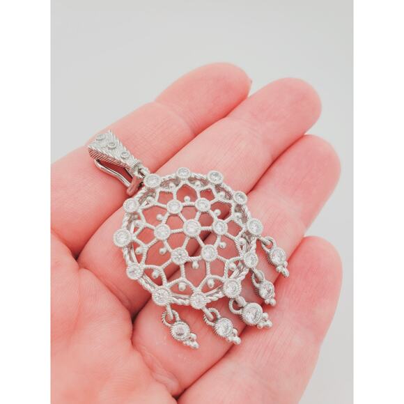 Judith Ripka 925 Sterling Silver CZ Diamonique Dangle Drop Earrings Signed - Picture 3 of 7